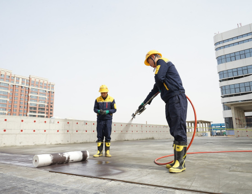 waterproofing, workers, construction site, roof top, men, working, spraying, safety gear, pressure spray, waterproofing, waterproofing, waterproofing, waterproofing, waterproofing